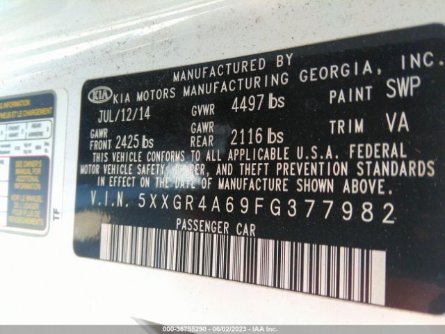 5XXGR4A69FG377982 KIA Optima Sxl Turbo