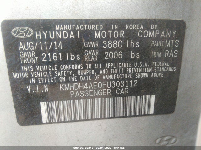 Hyundai ELANTRA SE 2015 KMHDH4AE0FU303112 Image 11