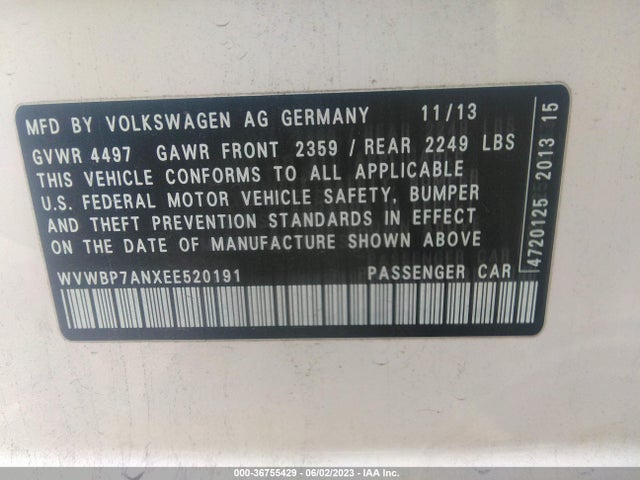 WVWBP7ANXEE520191 Volkswagen Cc R-line