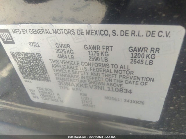 Chevrolet EQUINOX LT 2022 3GNAXKEV3NL110834 Image 9