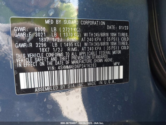 2023 Subaru Ascent, VIN: 4S4WMAED6P3416283