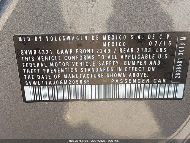 3VWL17AJ0GM205669 Volkswagen Jetta Sedan 1.8t Sel