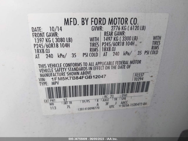 Ford Explorer Base 2015 1FM5K7B84FGB12047 Image 11