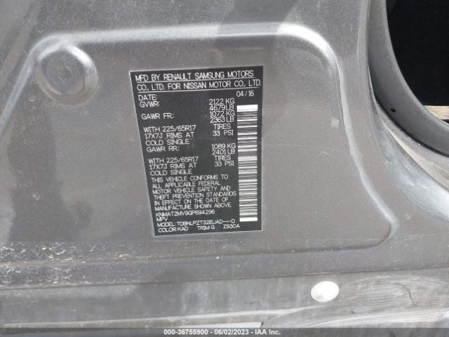 KNMAT2MV9GP694296 Nissan ROGUE S
