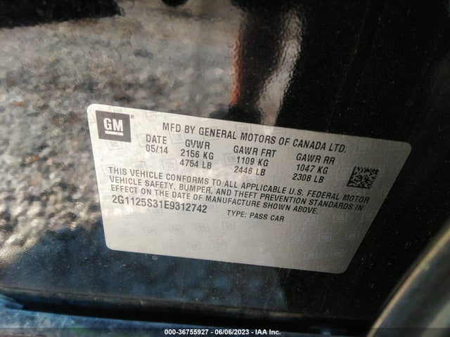 Chevrolet IMPALA LT 2014 2G1125S31E9312742 Image 9