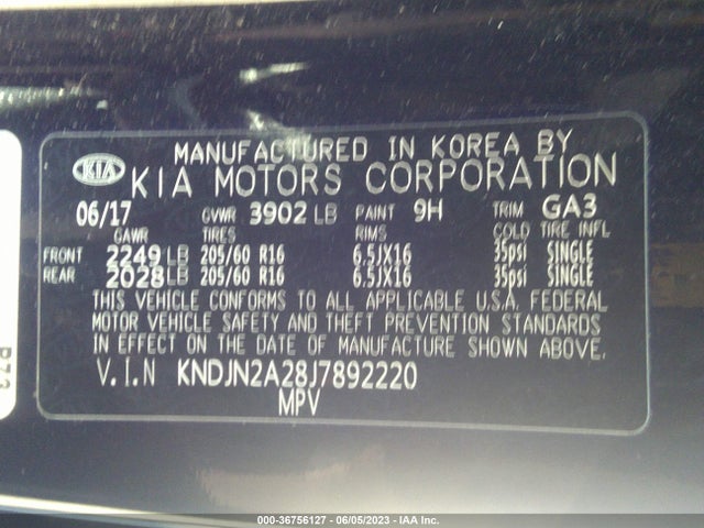 KIA Soul Base 2018 KNDJN2A28J7892220 Image 10