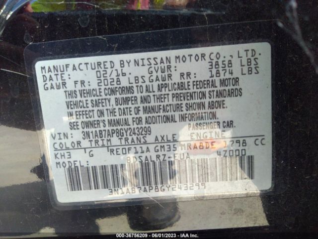 3N1AB7AP8GY243299 Nissan SENTRA SR