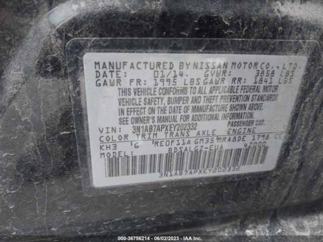 3N1AB7APXEY202332 Nissan SENTRA SL