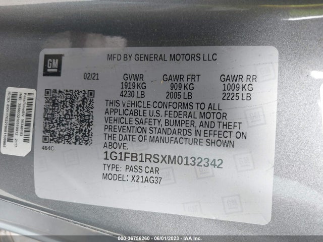 Chevrolet Camaro 1lt 2021 1G1FB1RSXM0132342 Image 9