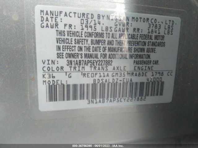 3N1AB7AP5EY227882 Nissan SENTRA SV