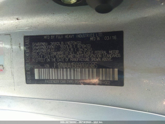 2016 Toyota GR 86, VIN: JF1ZNAA15G9707385