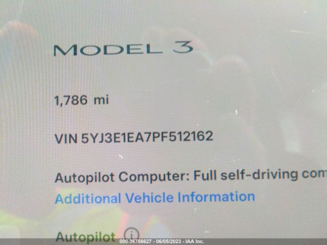 5YJ3E1EA7PF512162 Tesla MODEL 3