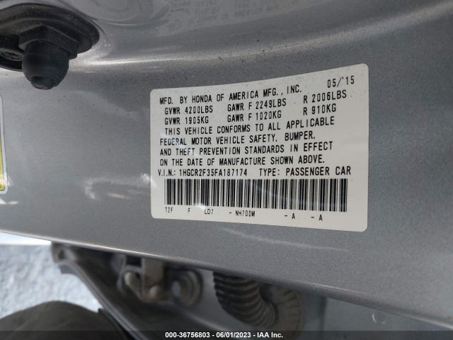 Honda Accord Sedan Lx 2015 1HGCR2F35FA187174 Image 11