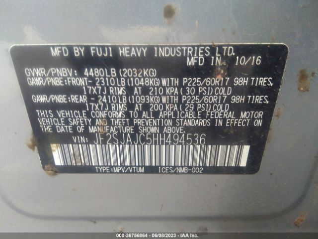 JF2SJAJC5HH494536 Subaru Forester Limited