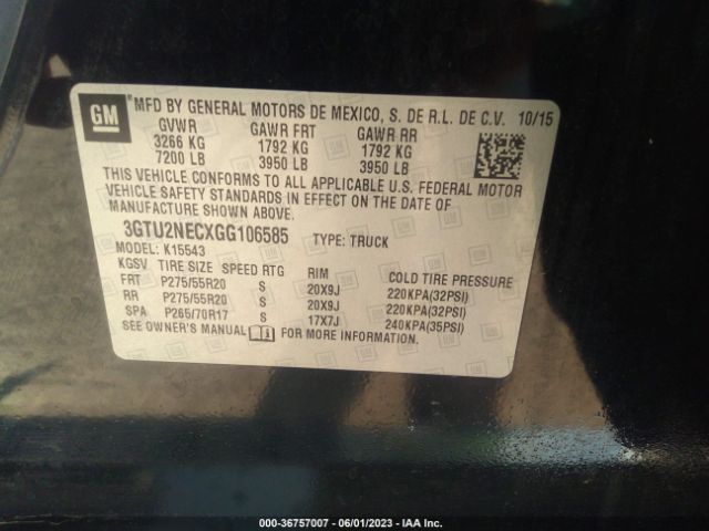 3GTU2NECXGG106585 GMC Sierra 1500 Slt