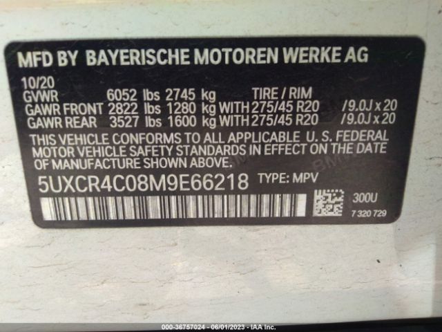 5UXCR4C08M9E66218 BMW X5 Sdrive40i