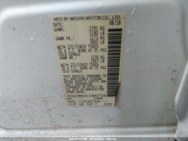 5N1AZ2MHXJN184756 Nissan Murano Platinum