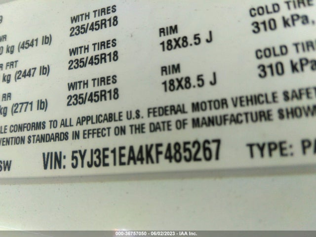 Tesla Model 3 Range 2019 5YJ3E1EA4KF485267 Image 10
