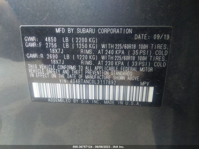 4S4BTANC0L3117892 Subaru Outback Limited