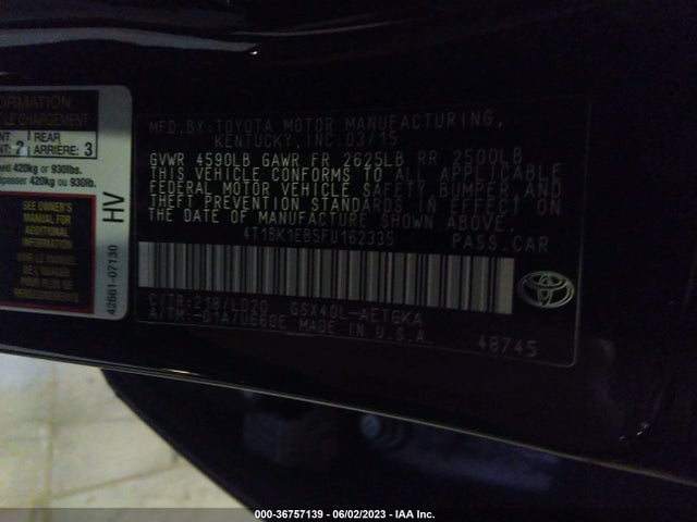 Toyota AVALON LIMITED 2015 4T1BK1EB5FU162335 Image 9