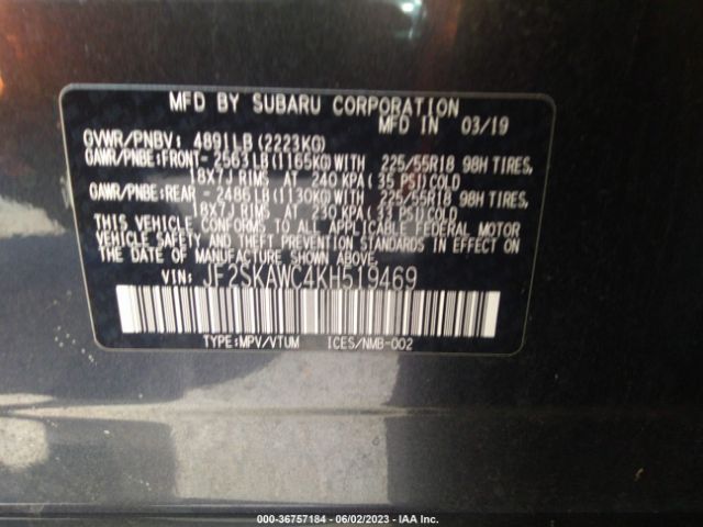JF2SKAWC4KH519469 Subaru Forester Touring