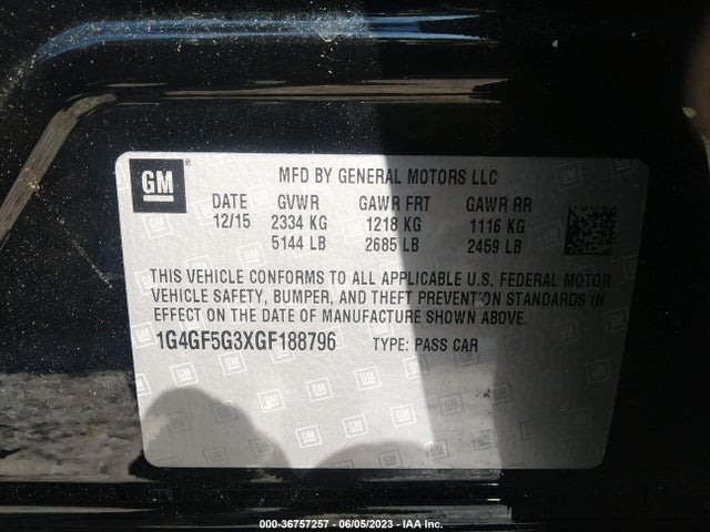 Продажа на аукционе авто 2016 Buick Lacrosse Premium Ii, vin: 1G4GF5G3XGF188796, номер лота: 36757257