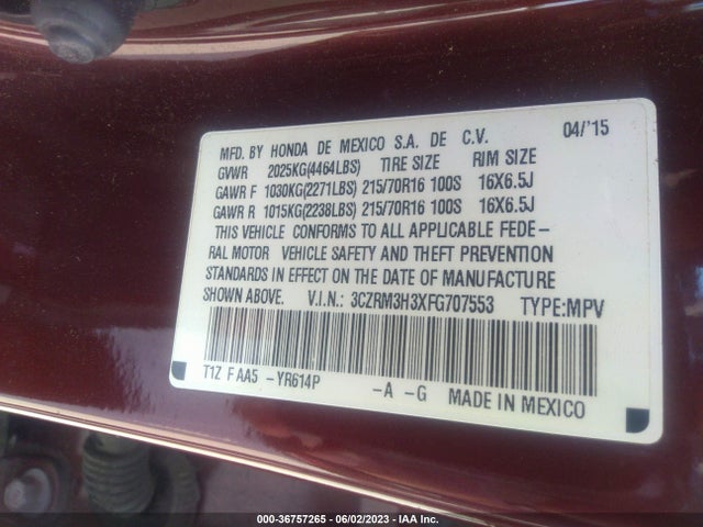 Honda CR-V LX 2015 3CZRM3H3XFG707553 Image 9