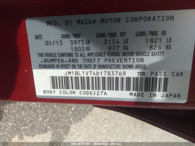 2013 MAZDA MAZDA3 I TOURING VIN: JM1BL1V74D1783769