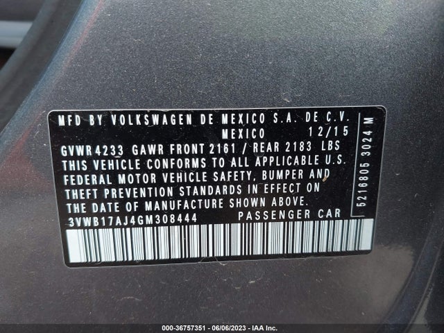 3VWB17AJ4GM308444 Volkswagen Jetta Sedan 1.8t Sport