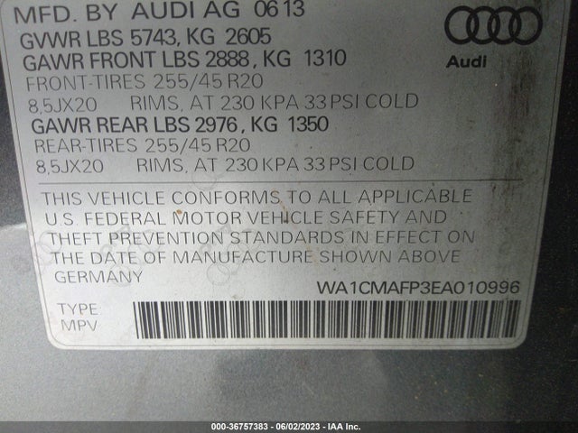 WA1CMAFP3EA010996 Audi Q5 Premium Plus