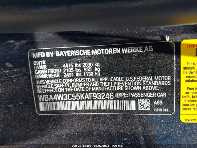 BMW 4 Series 430i 2019 аукцион фото