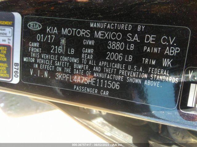 3KPFL4A75HE111506 KIA FORTE LX