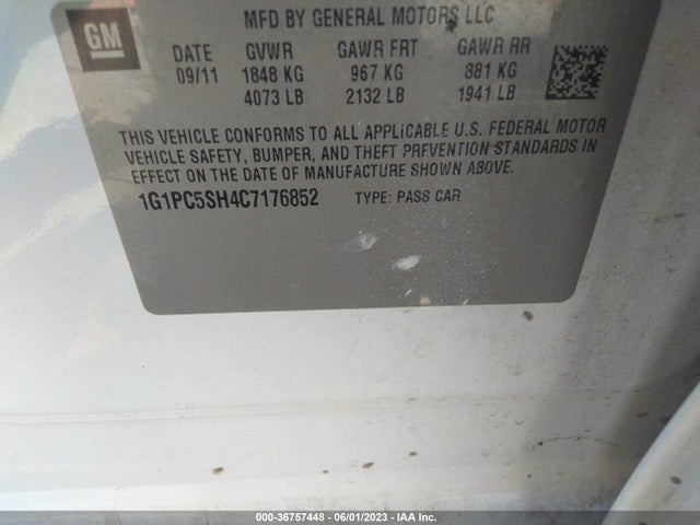 2012 CHEVROLET CRUZE LS VIN: 1G1PC5SH4C7176852