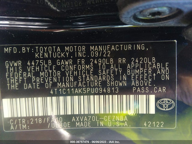 Toyota CAMRY LE 2023 4T1C11AK5PU094813 Image 9