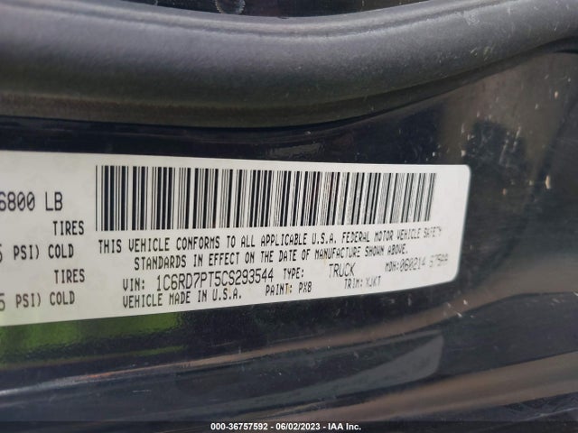 2012 RAM 1500 LARAMIE LONGHORN EDITION VIN: 1C6RD7PT5CS293544