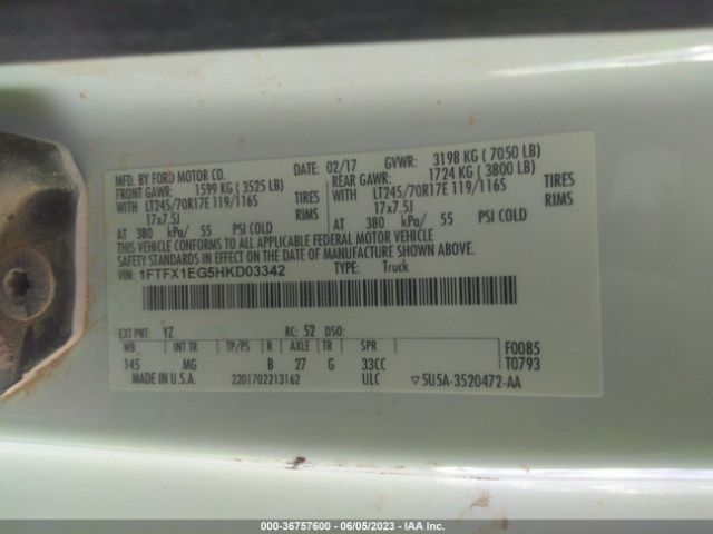 1FTFX1EG5HKD03342 Ford F-150 Xl/xlt/lariat