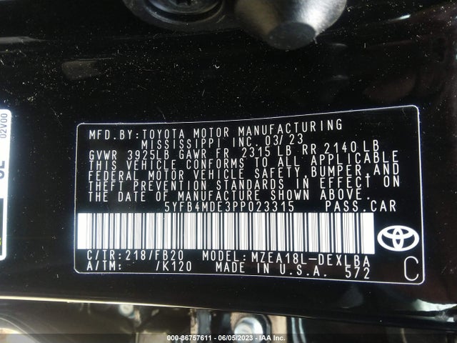 Toyota COROLLA LE 2023 5YFB4MDE3PP023315 Image 11