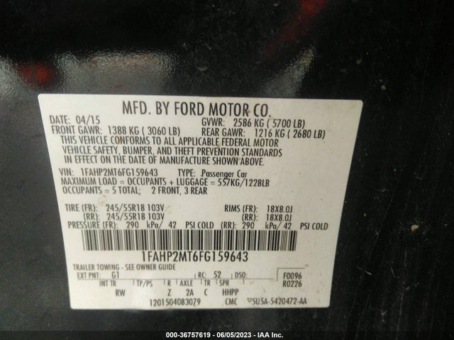 Ford SEDAN POLICE INTERCEPTOR 2015 1FAHP2MT6FG159643 Image 10