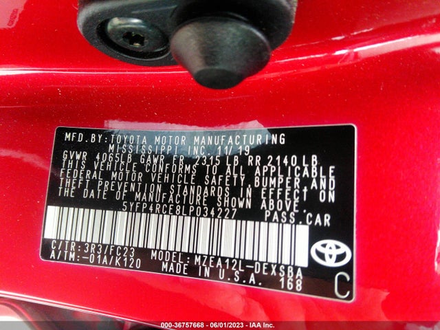 Toyota COROLLA SE 2020 5YFP4RCE8LP034227 Image 10