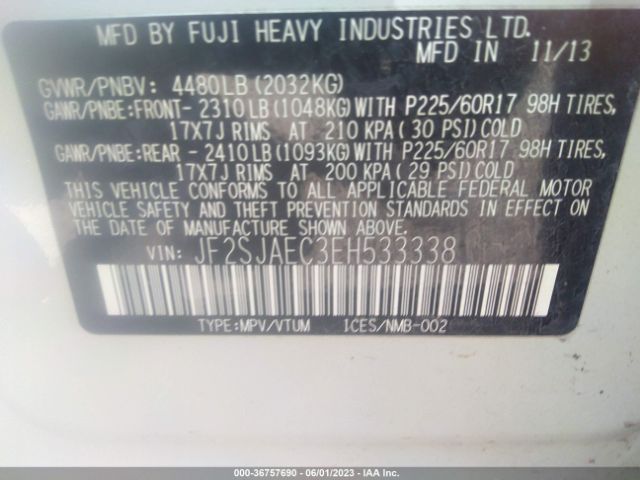 JF2SJAEC3EH533338 Subaru Forester 2.5i Premium