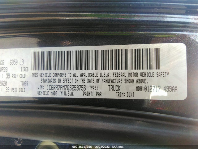 1C6RR7PM7GS253756 RAM 1500 Longhorn