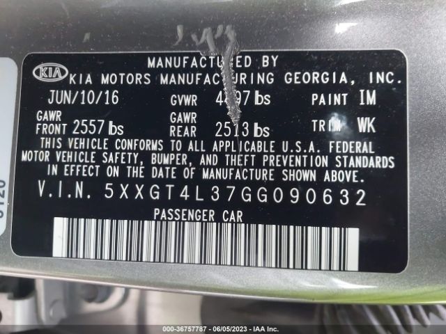 5XXGT4L37GG090632 KIA Optima Lx