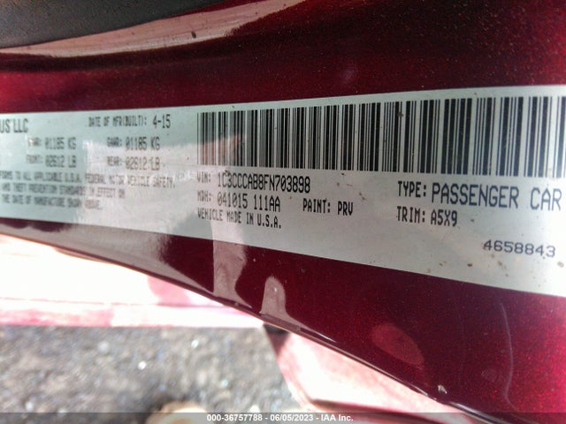 2015 CHRYSLER 200 LIMITED VIN: 1C3CCCAB8FN703898