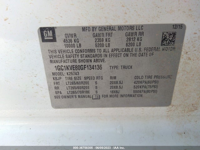 Chevrolet Silverado 2500hd Lt 2016 1GC1KVE80GF134136 Image 9