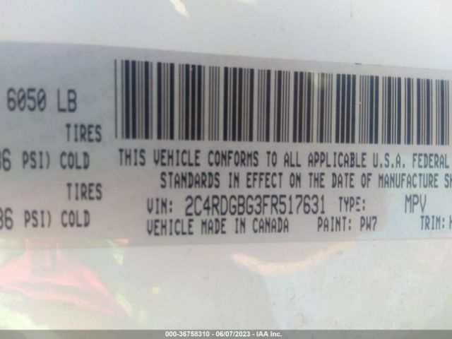 2C4RDGBG3FR517631 Dodge Grand Caravan American Value Pkg