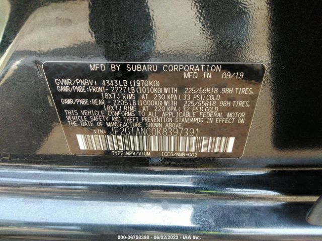 JF2GTANC0K8397391 Subaru Crosstrek Limited