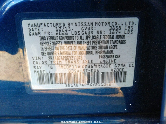 Nissan SENTRA SR 2016 3N1AB7AP9GY211042 Image 10