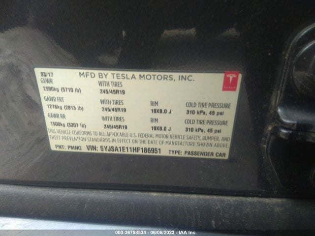 Tesla Model S 60/75 2017 5YJSA1E11HF186951 Image 9