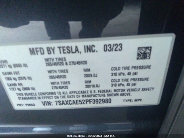 2023 Tesla Model X, VIN: 7SAXCAE52PF392980