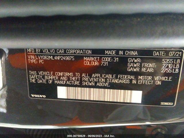 2022 Volvo S90, VIN: LVY062ML4NP249875